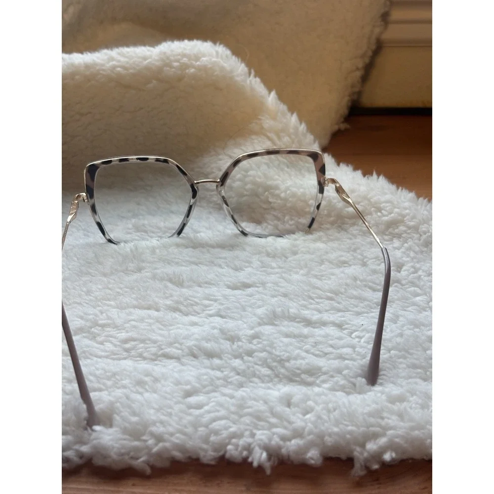 Square Eyeglass Frames Mixed-color Transparent Polygonal Metal Glasses For Women